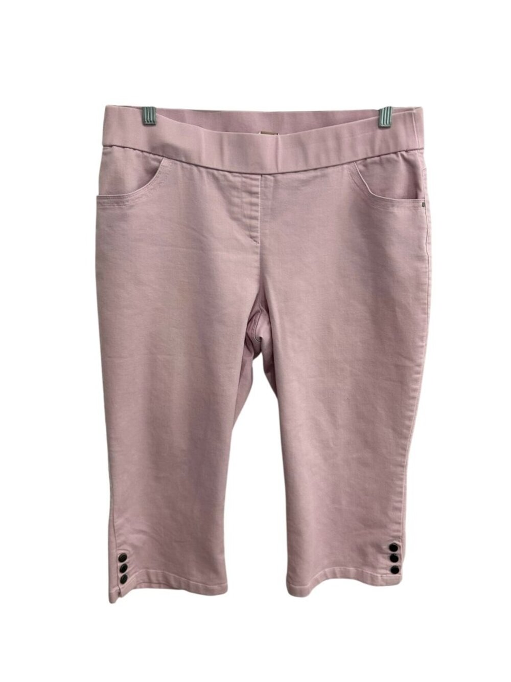 Coral Bay 14 Pink Stretch Capri Pants Button Detail Grandmacore Gardencore